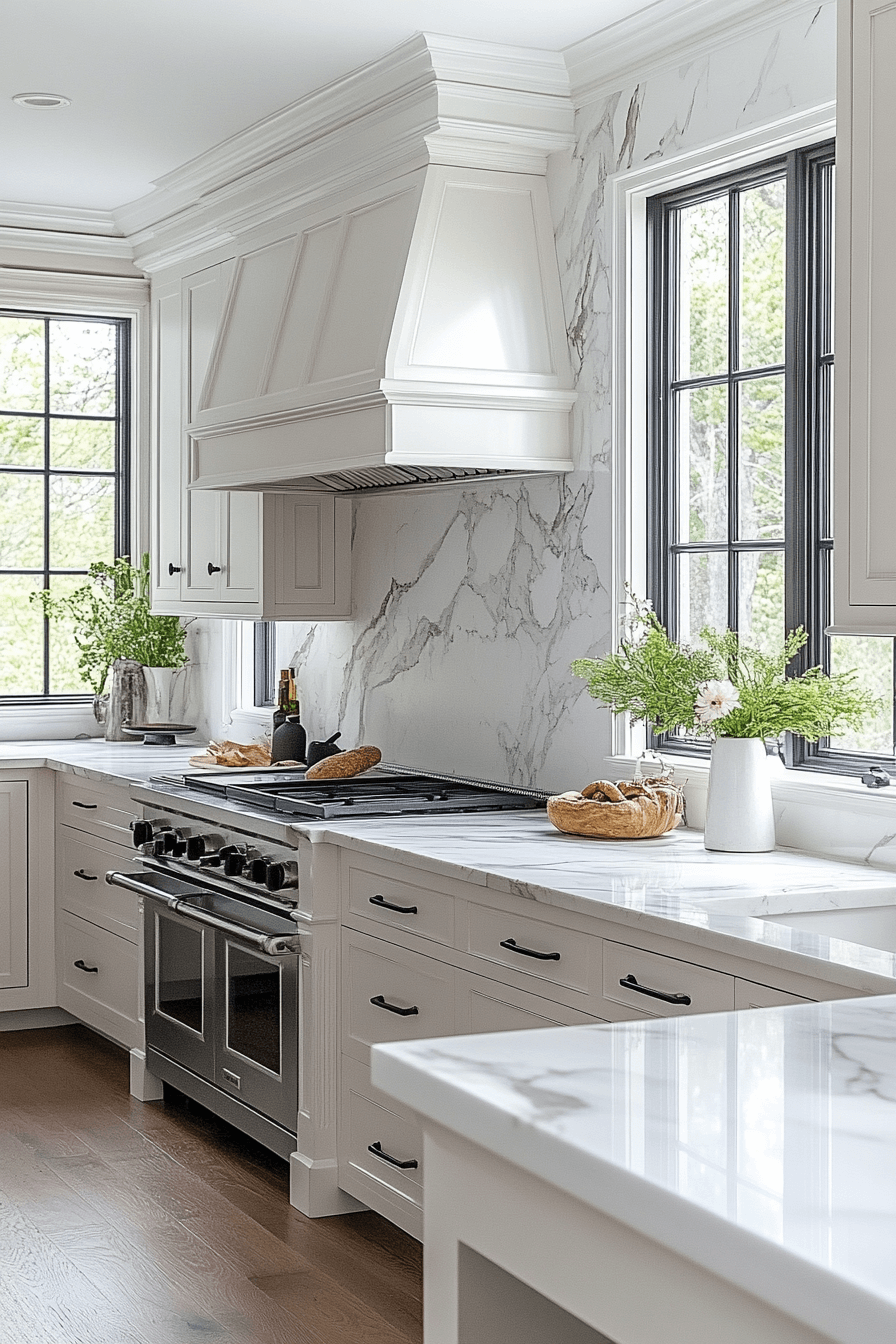 white marble kitchen