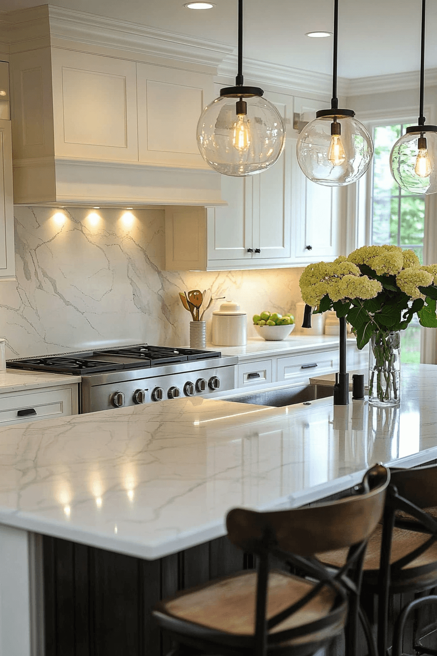 white marble kitchen