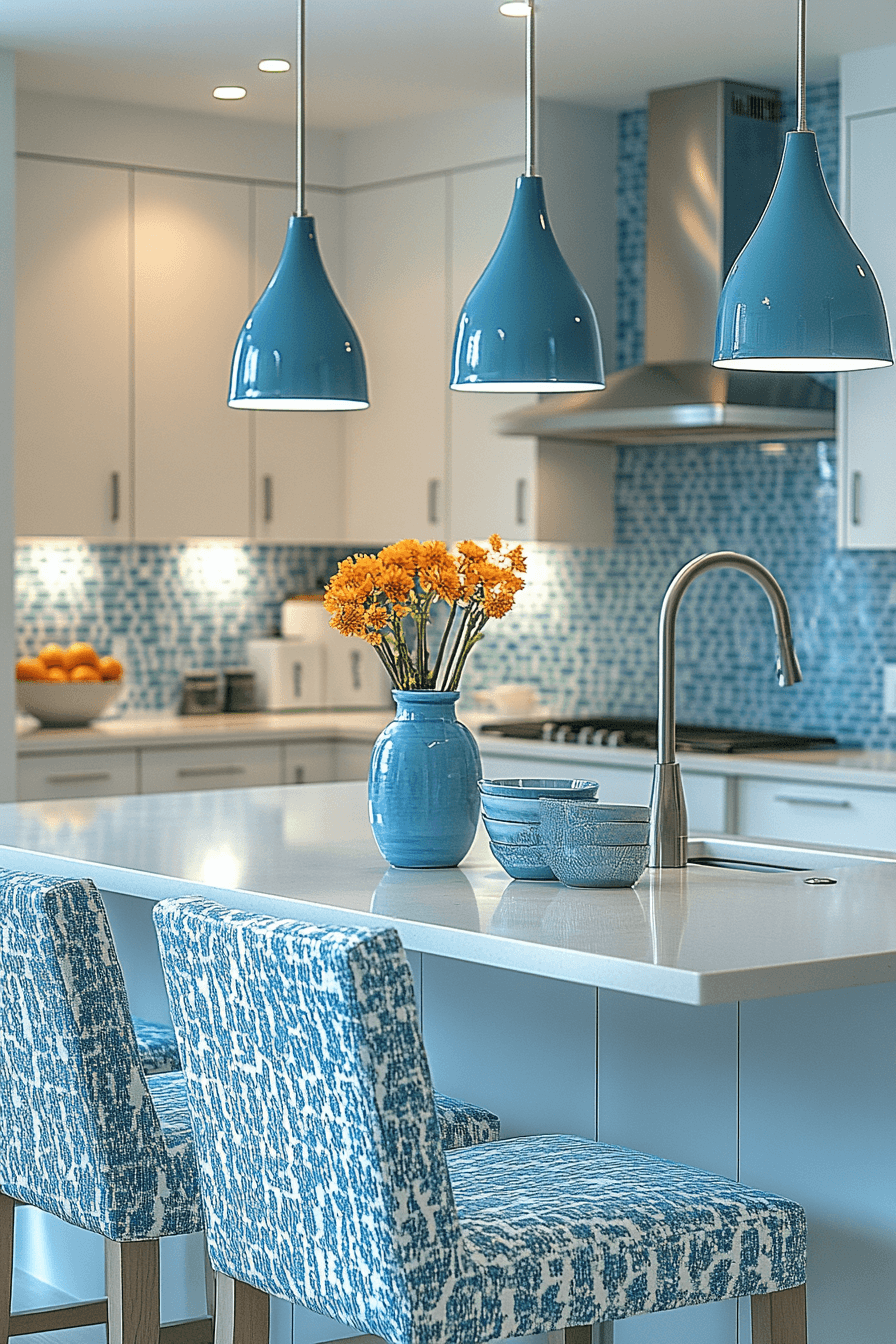 blue and white kitchen