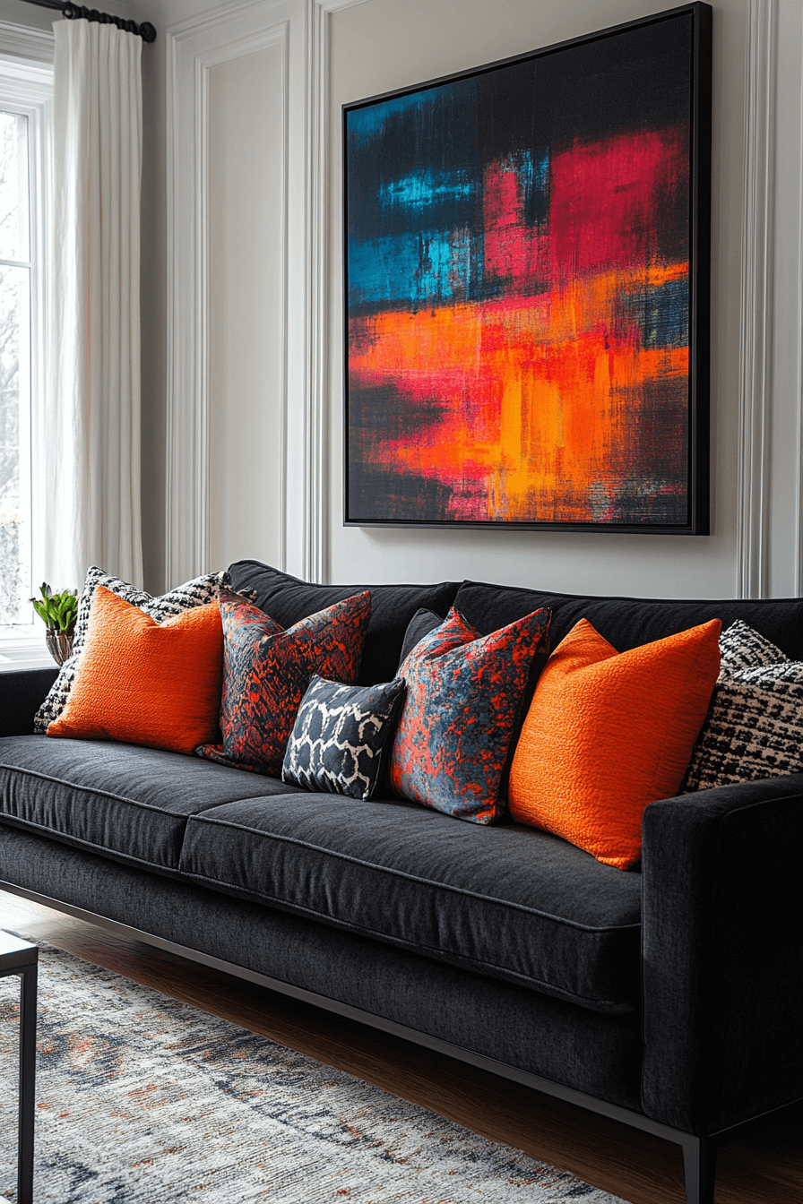 dark gray couch living room