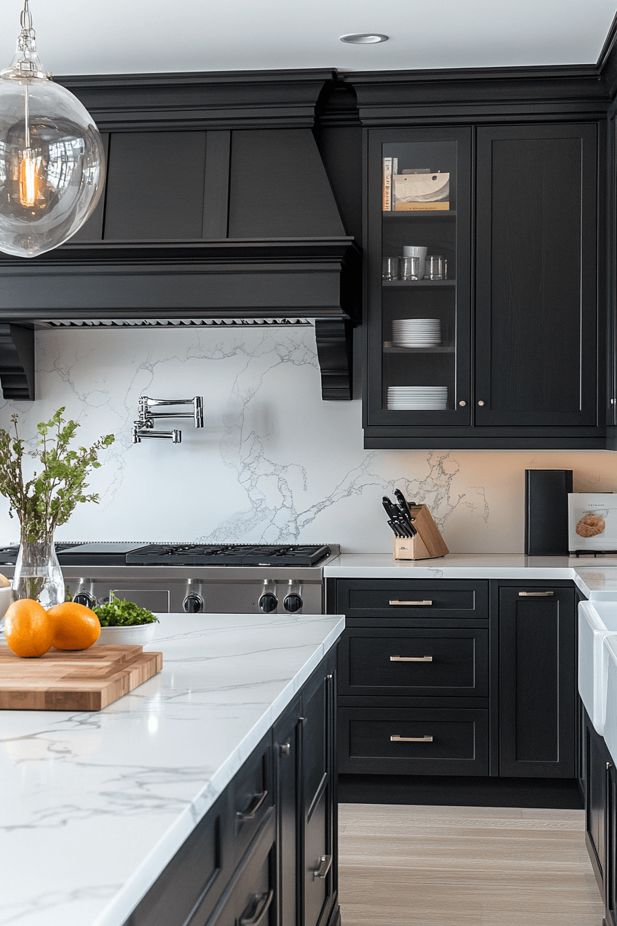 black and white kitchen cabinets