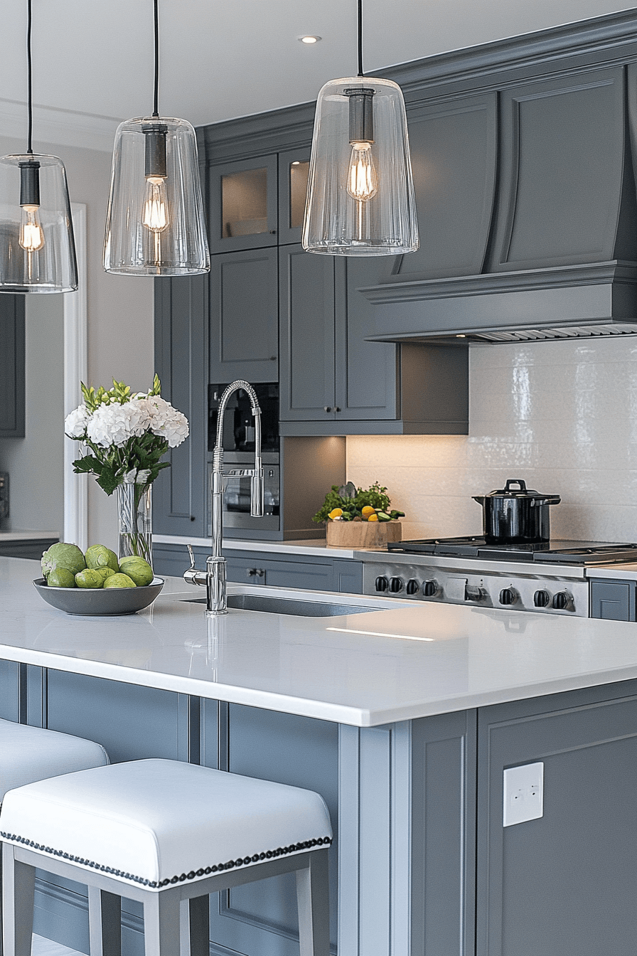gray and white kitchen