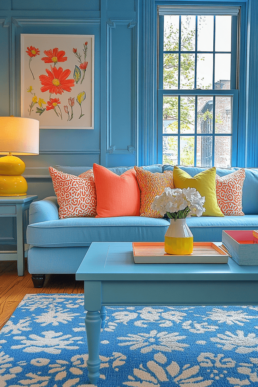 blue living room decor