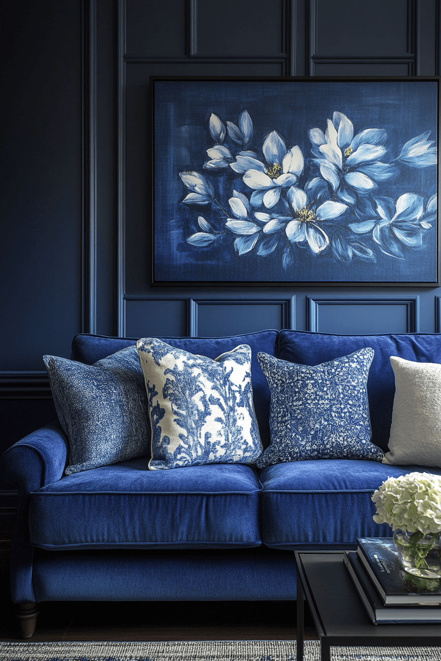 blue living room decor