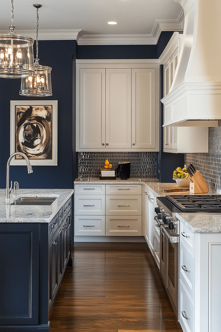 blue and white kitchen