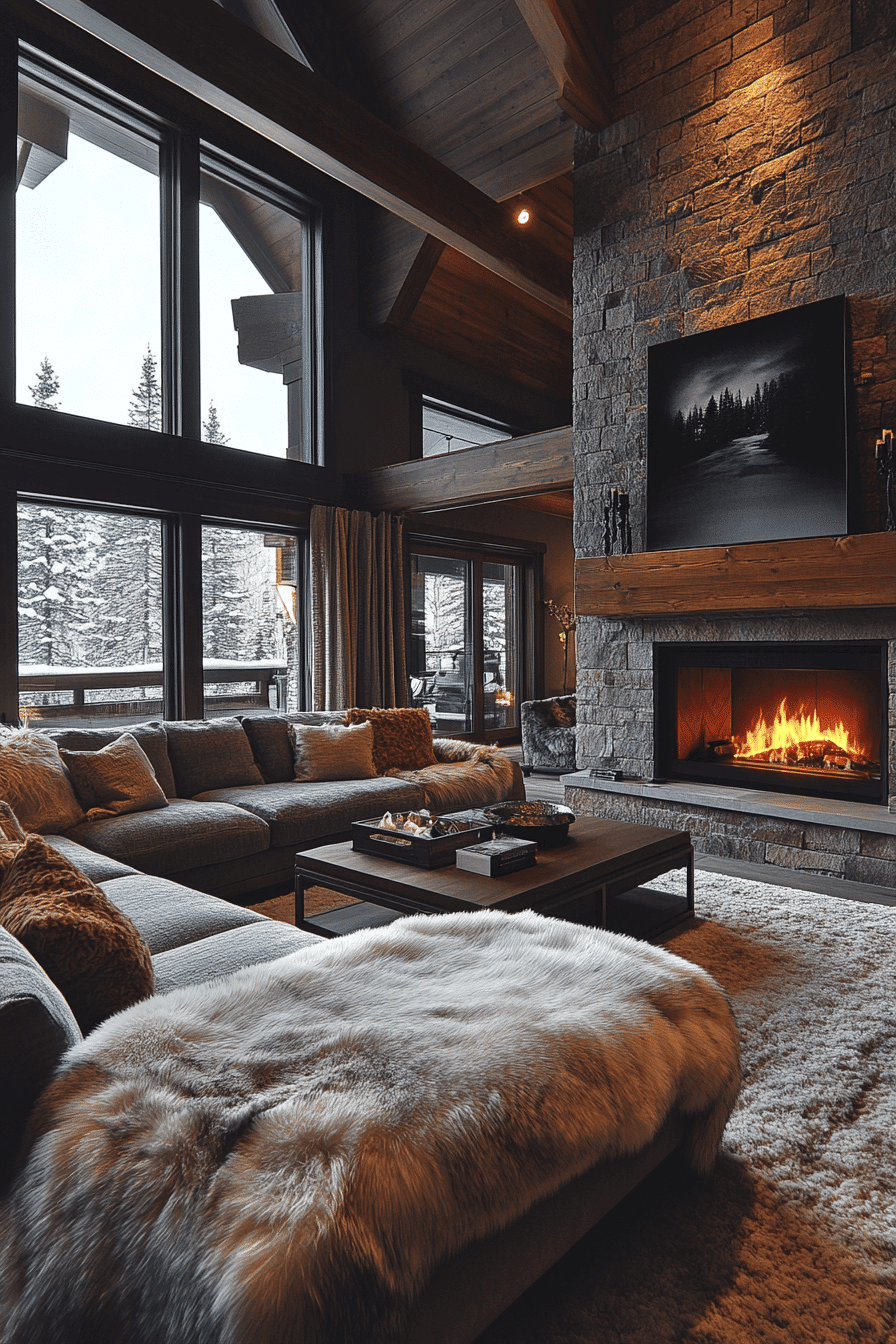 old cabin interior living room