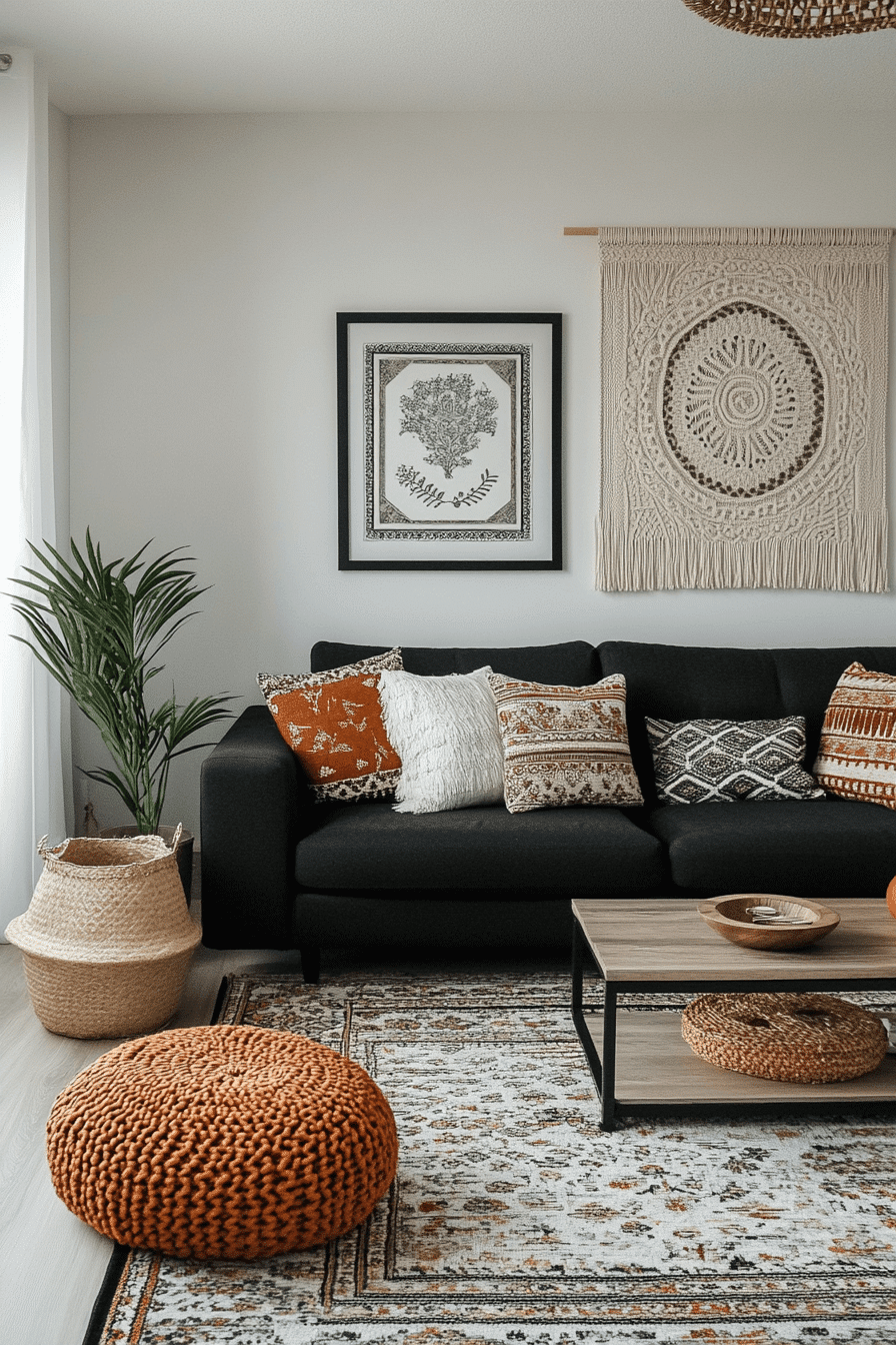black and white living room decor