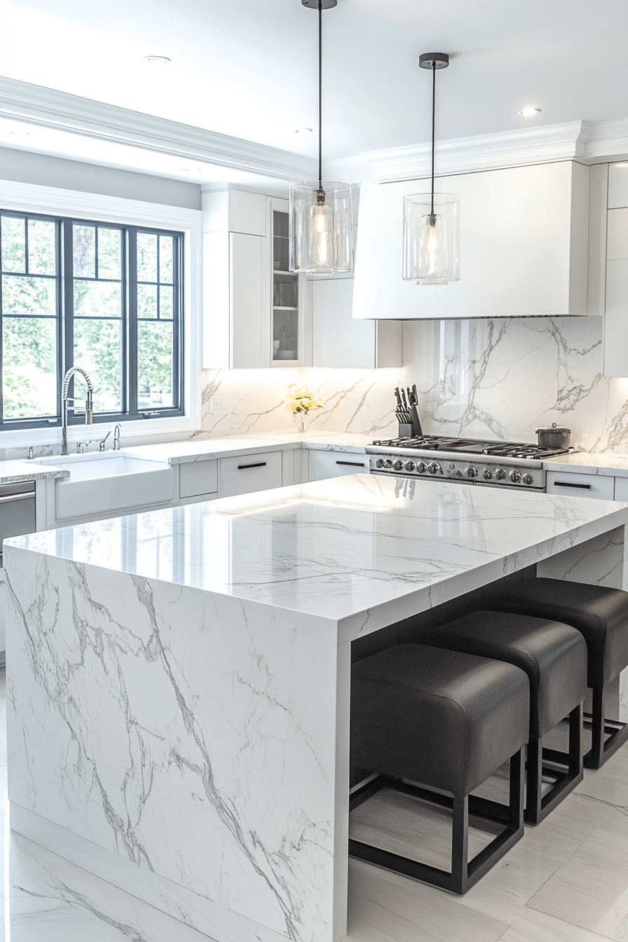 white marble kitchen