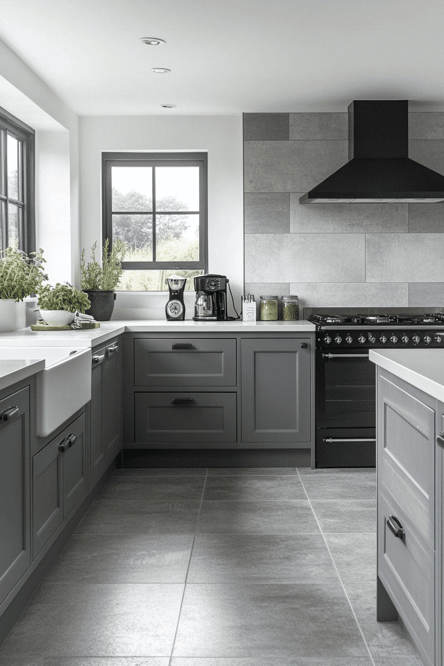 grey and white kitchen