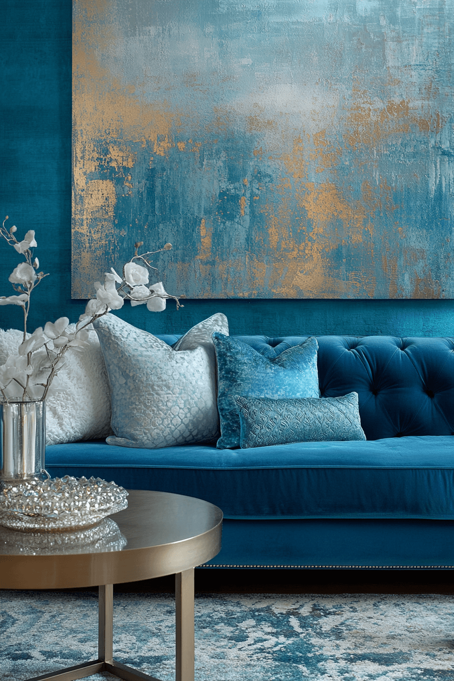 blue living room decor