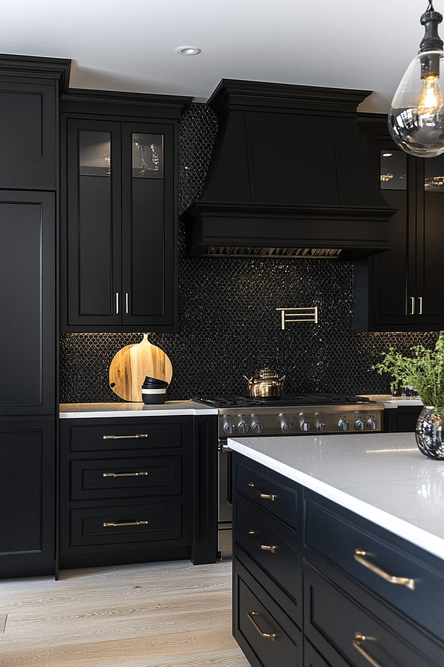 black and white kitchen cabinets