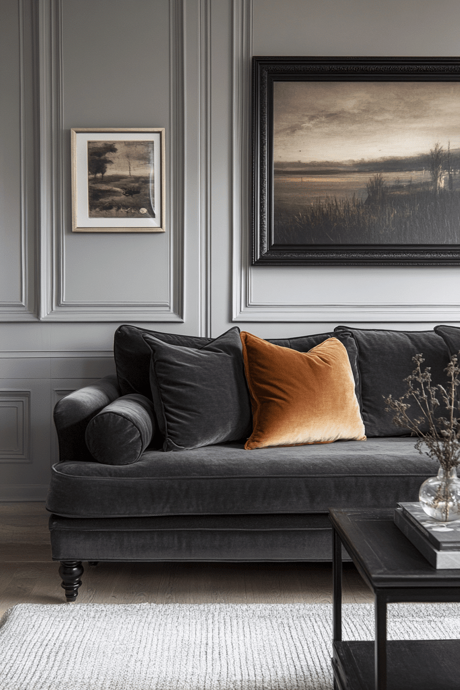 dark gray couch living room