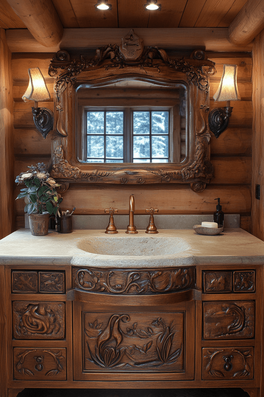old cabin interior bathroom