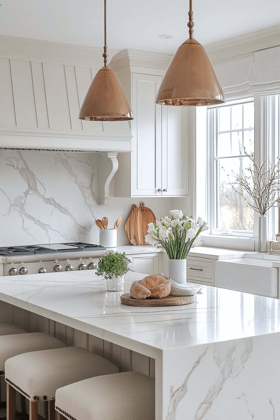 white marble kitchen