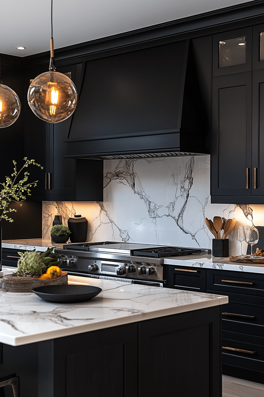 black and white kitchen cabinets