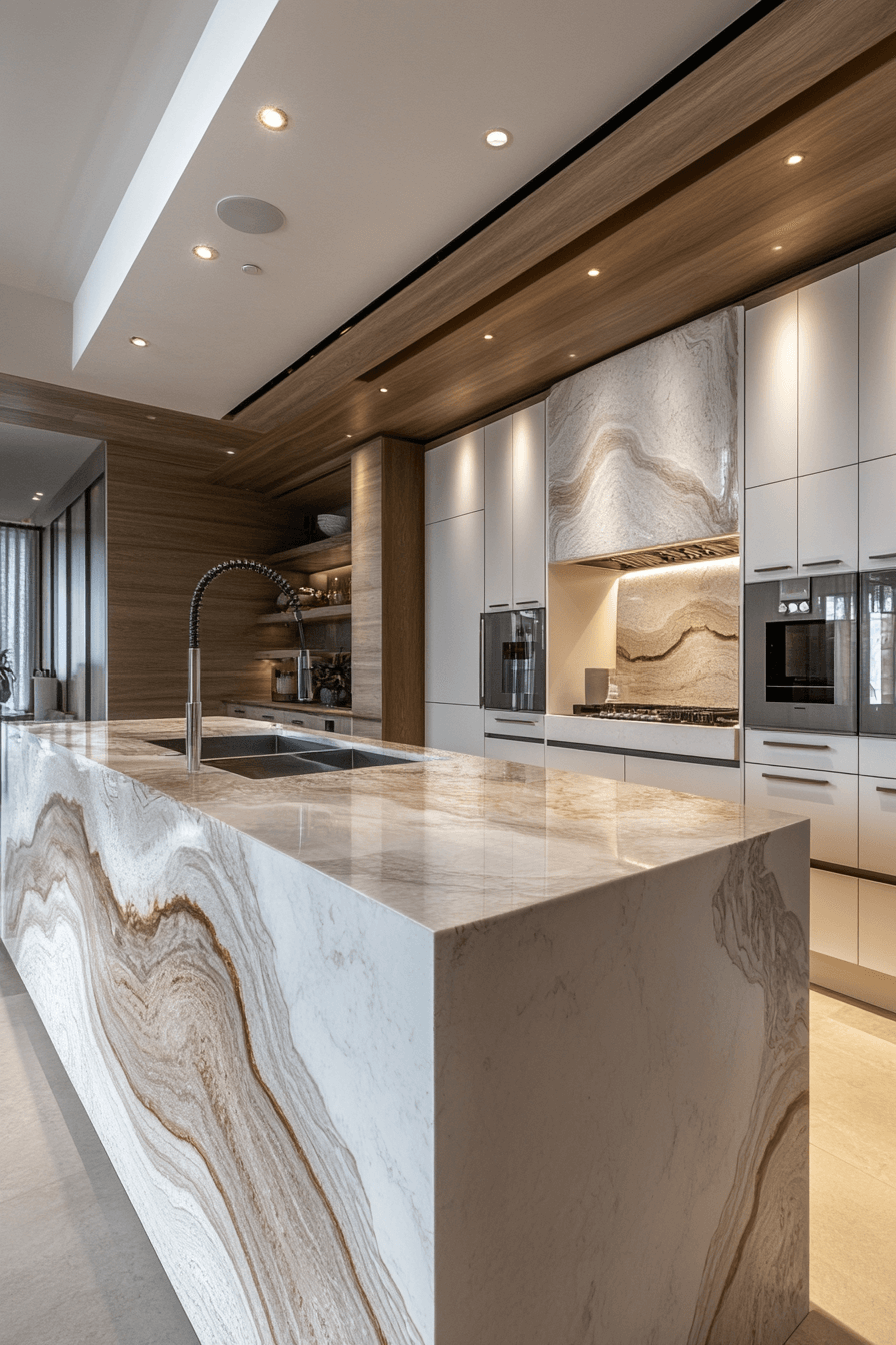 white marble kitchen