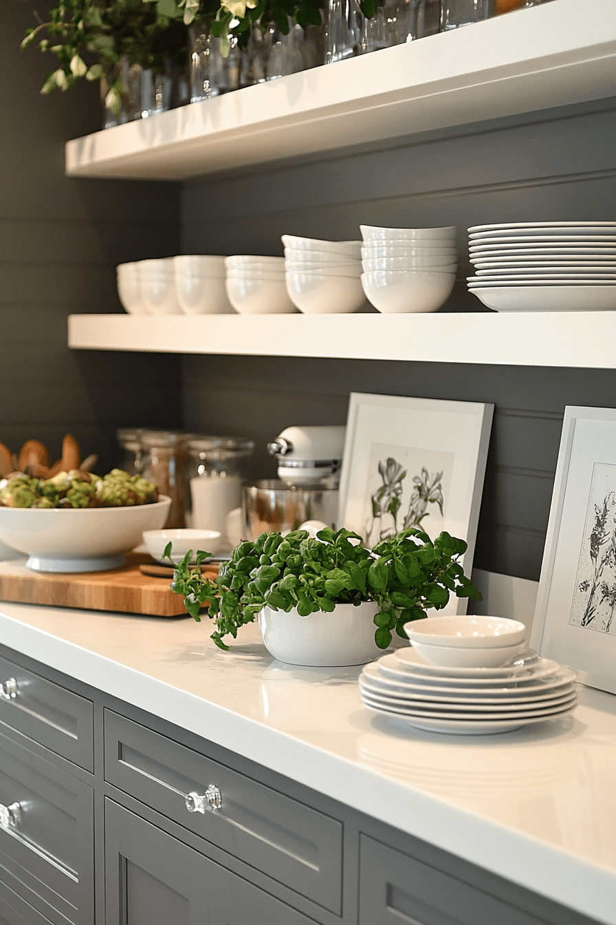 gray and white kitchen