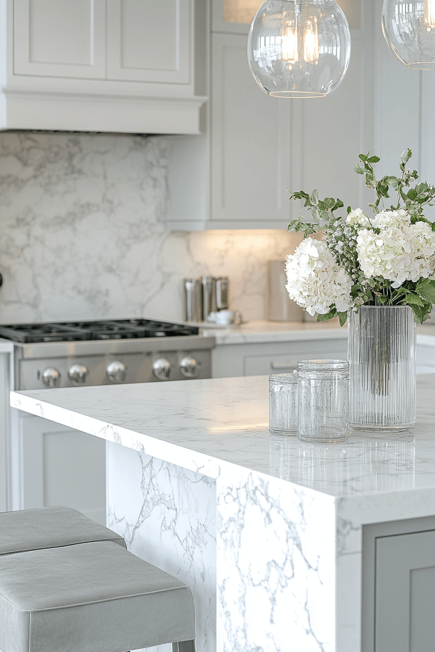 white marble kitchen