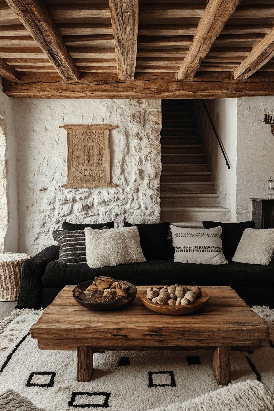 black and white living room decor