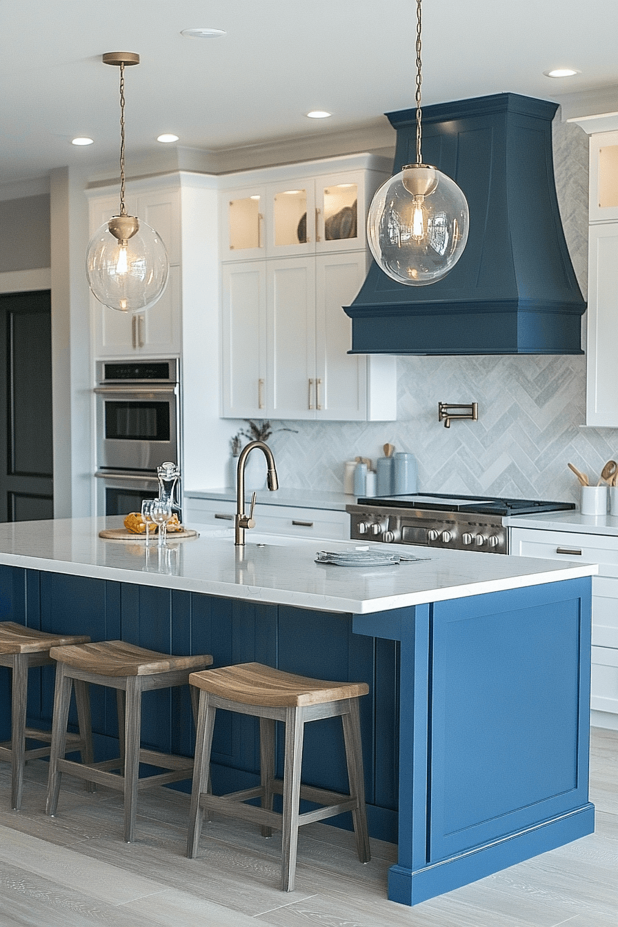 blue and white kitchen