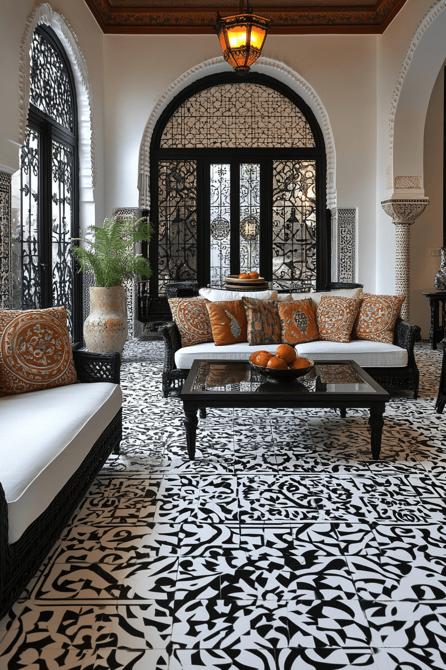black and white living room decor