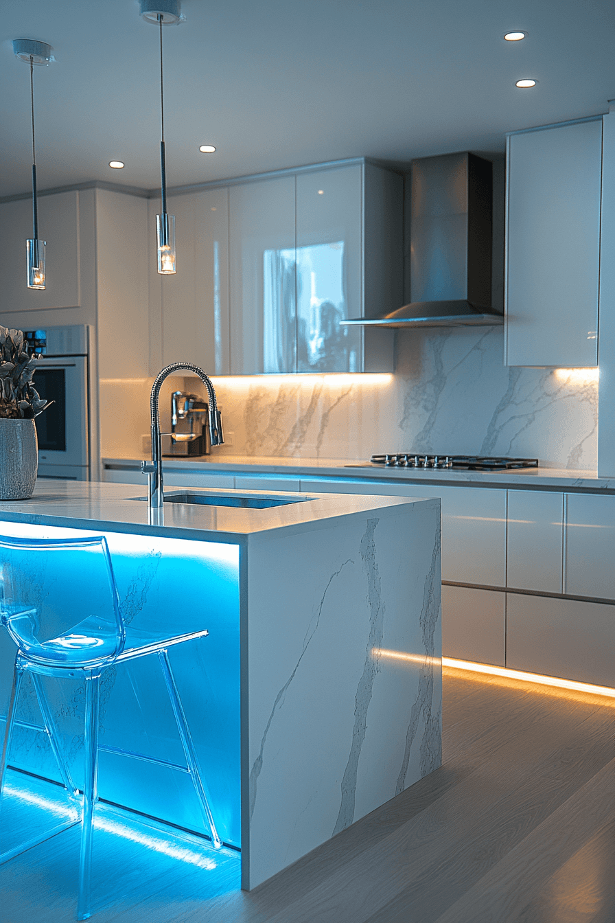 white marble kitchen