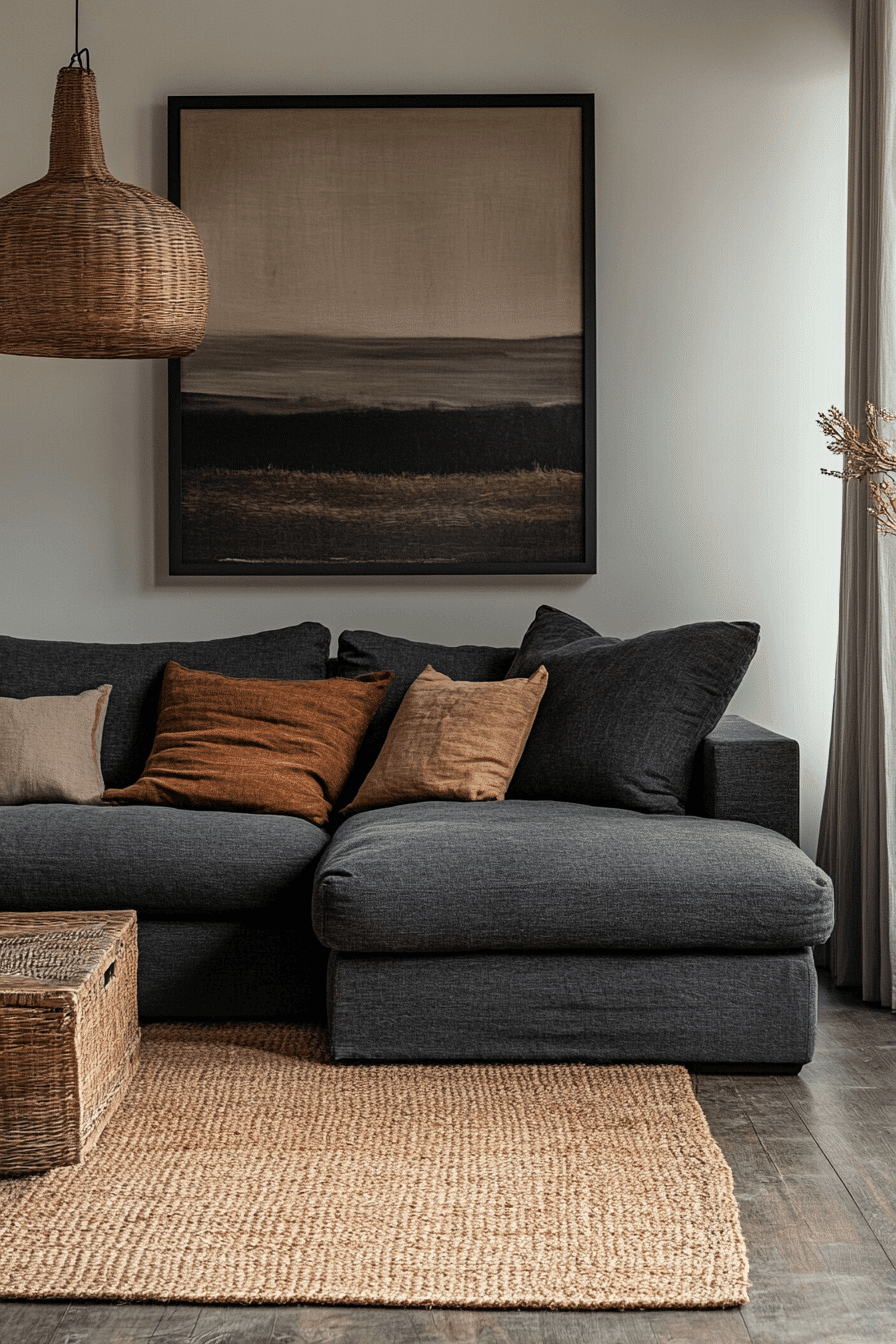 dark gray couch living room