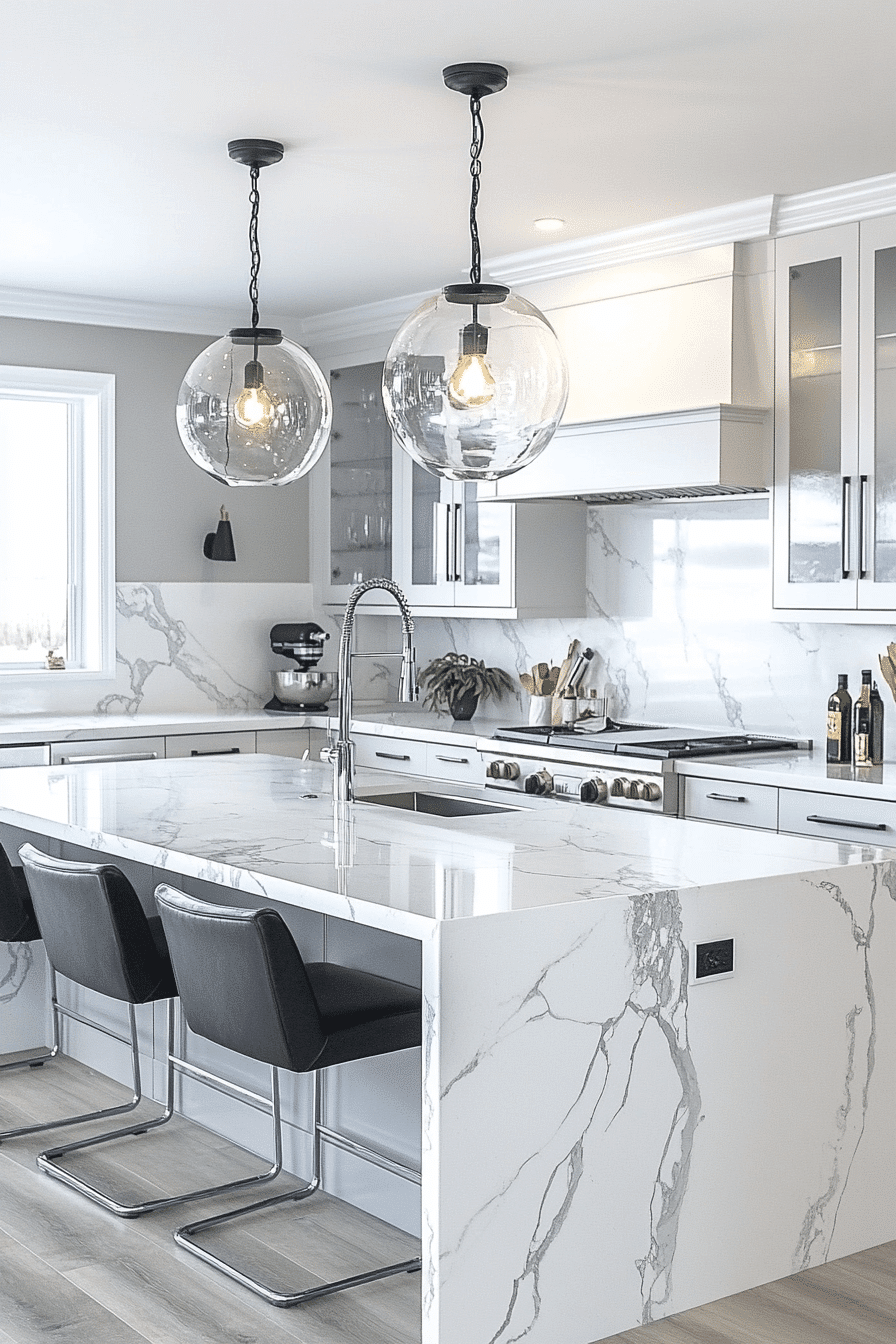 white marble kitchen