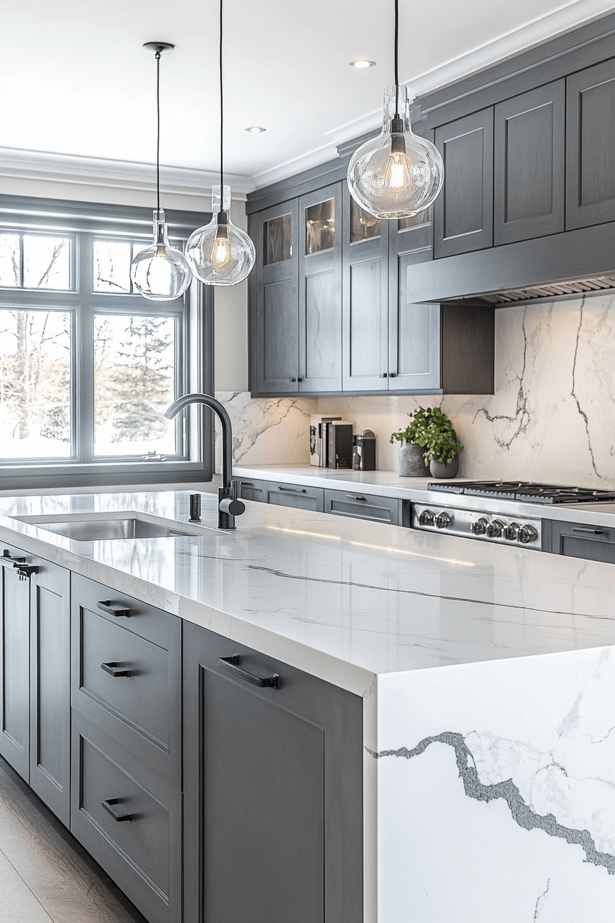 grey and white kitchen
