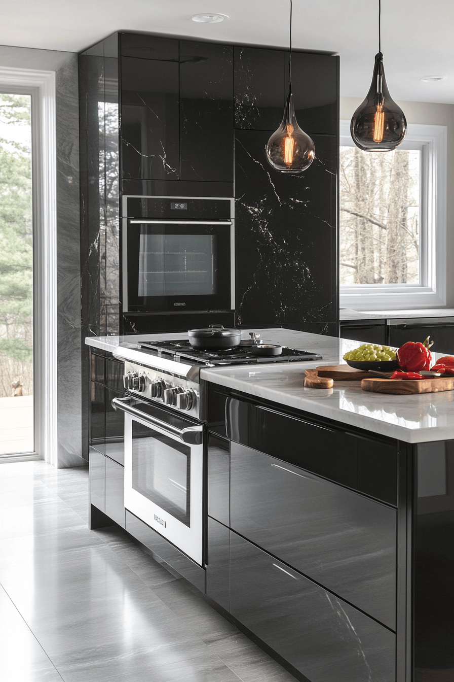 black and white kitchen cabinets