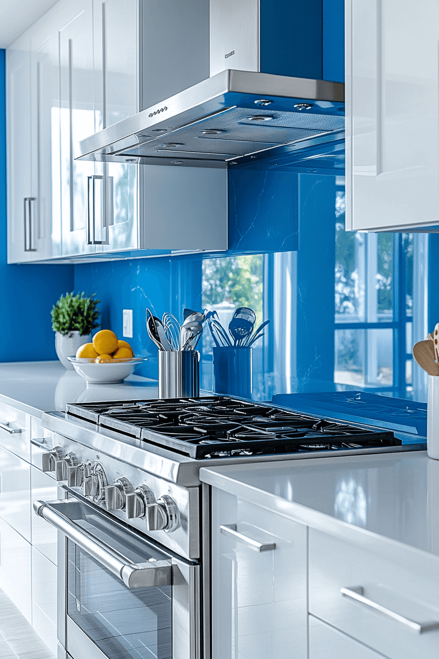 blue and white kitchen