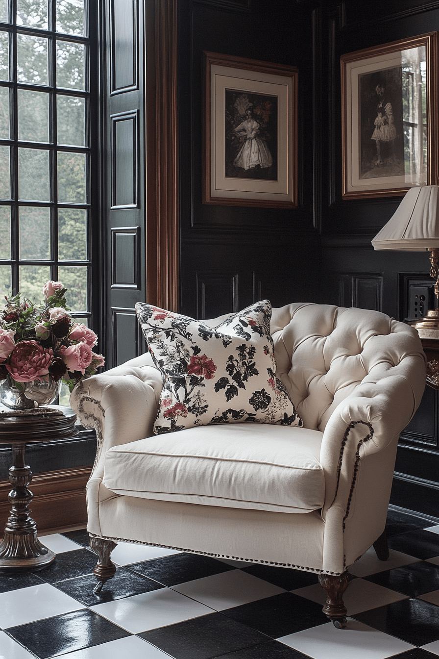 black and white living room decor