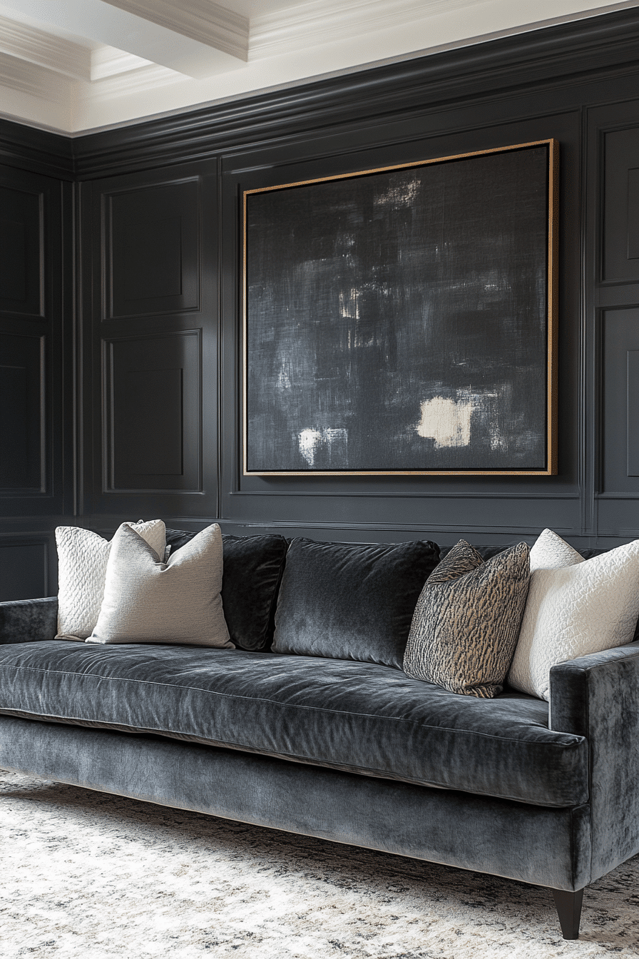 dark gray couch living room