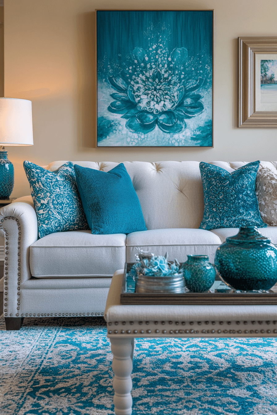 blue living room decor
