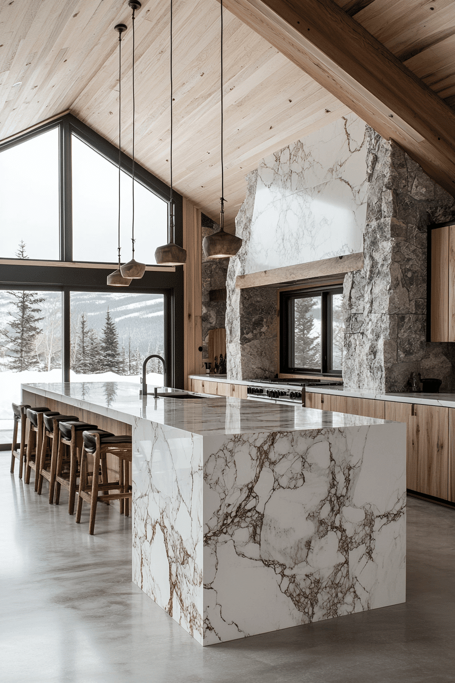 white marble kitchen