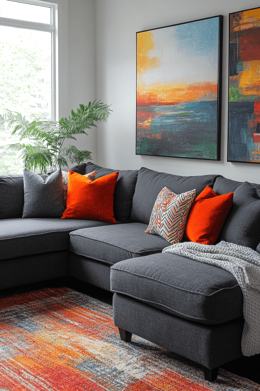 dark gray couch living room