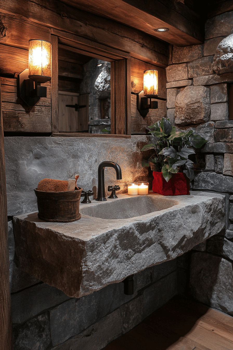 old cabin interior bathroom