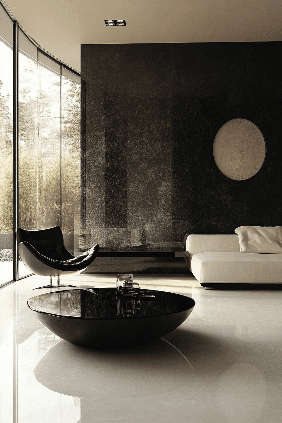 black and white living room decor
