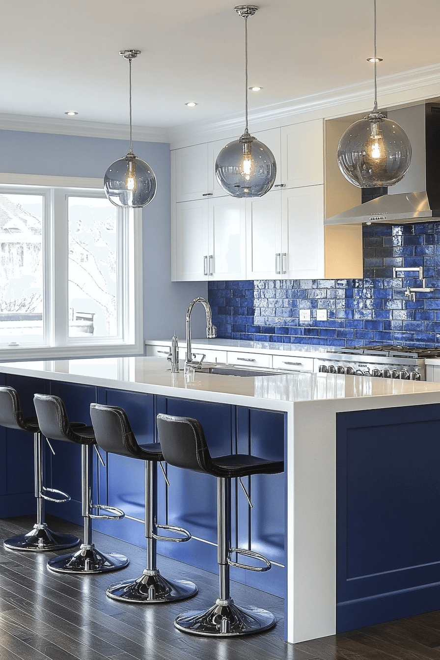 blue and white kitchen