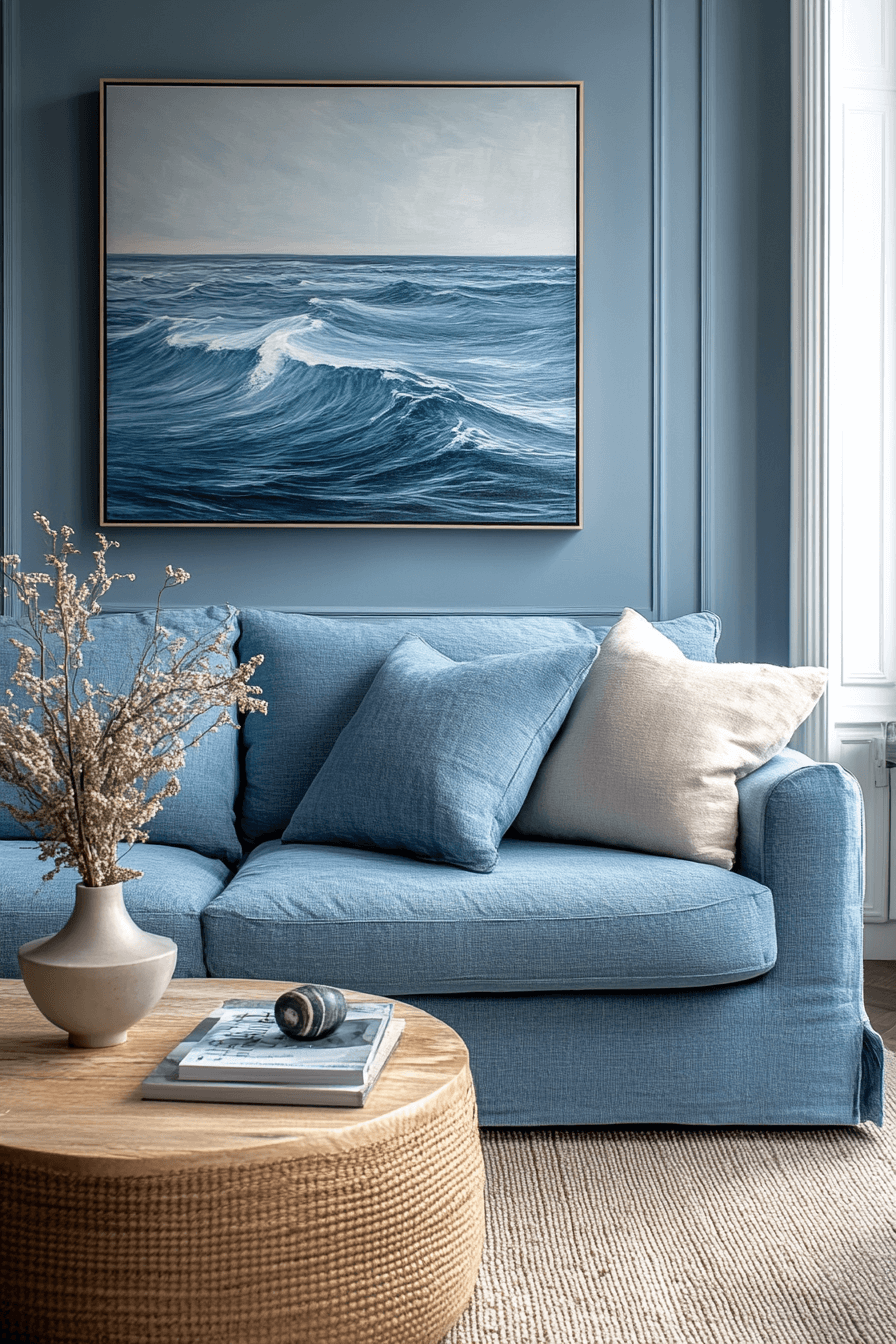 blue living room decor