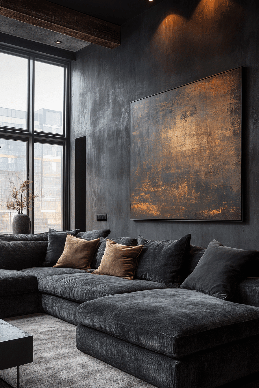 dark gray couch living room