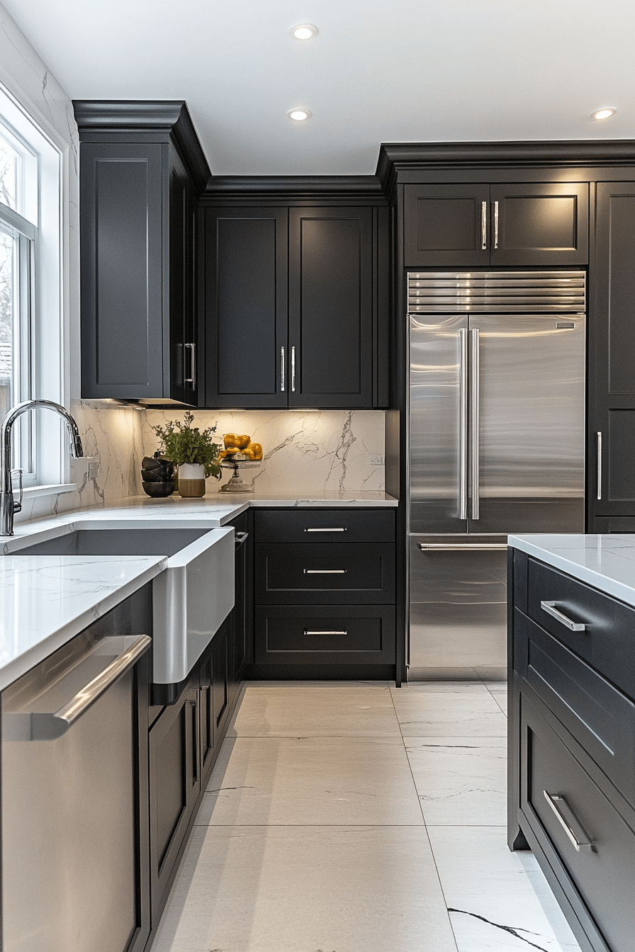 black and white kitchen cabinets