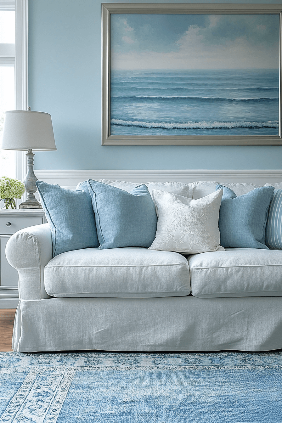 blue living room decor