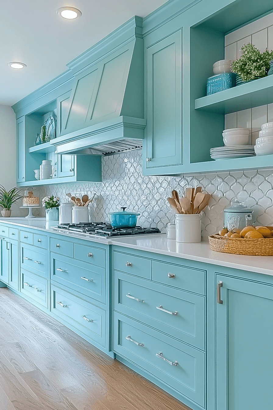 blue and white kitchen
