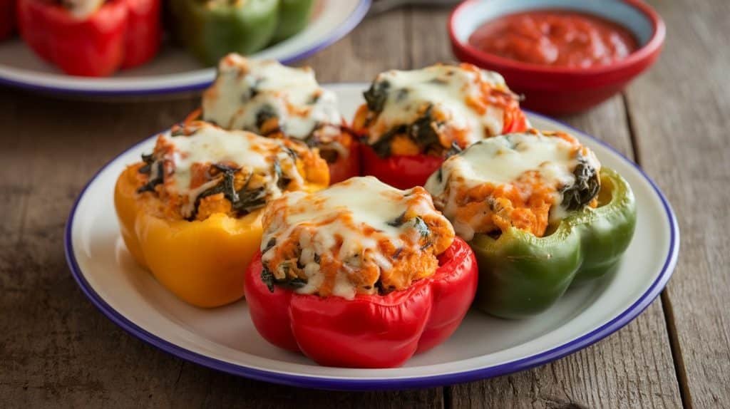 Chicken and Spinach Stuffed Peppers