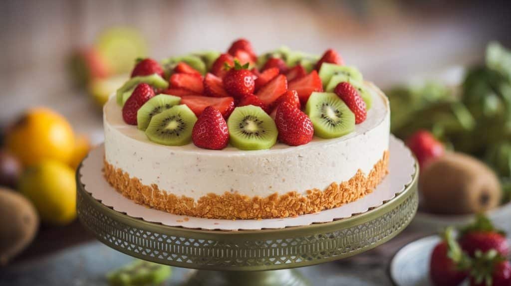 No-Bake Strawberry Kiwi Cheesecake