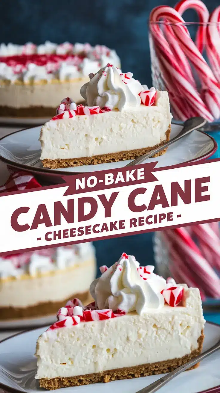 Festive No-Bake Candy Cane Cheesecake 1 No-Bake Candy Cane Cheesecake