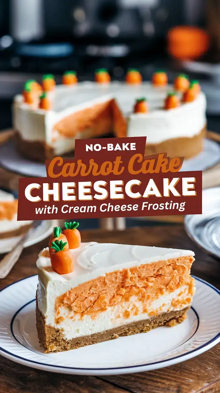 No-Bake Carrot Cake Cheesecake with Cream Cheese Frosting