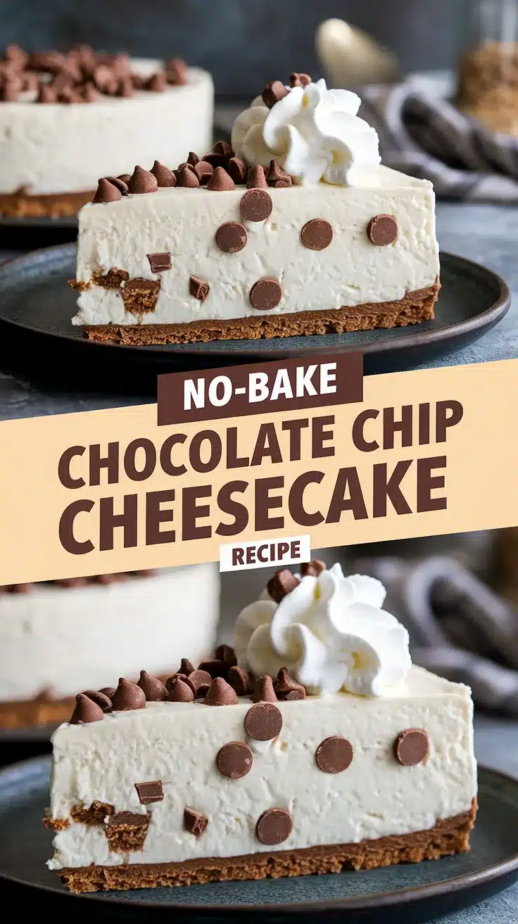 Mouthwatering No-Bake Chocolate Chip Cheesecake 1 No-Bake Chocolate Chip Cheesecake