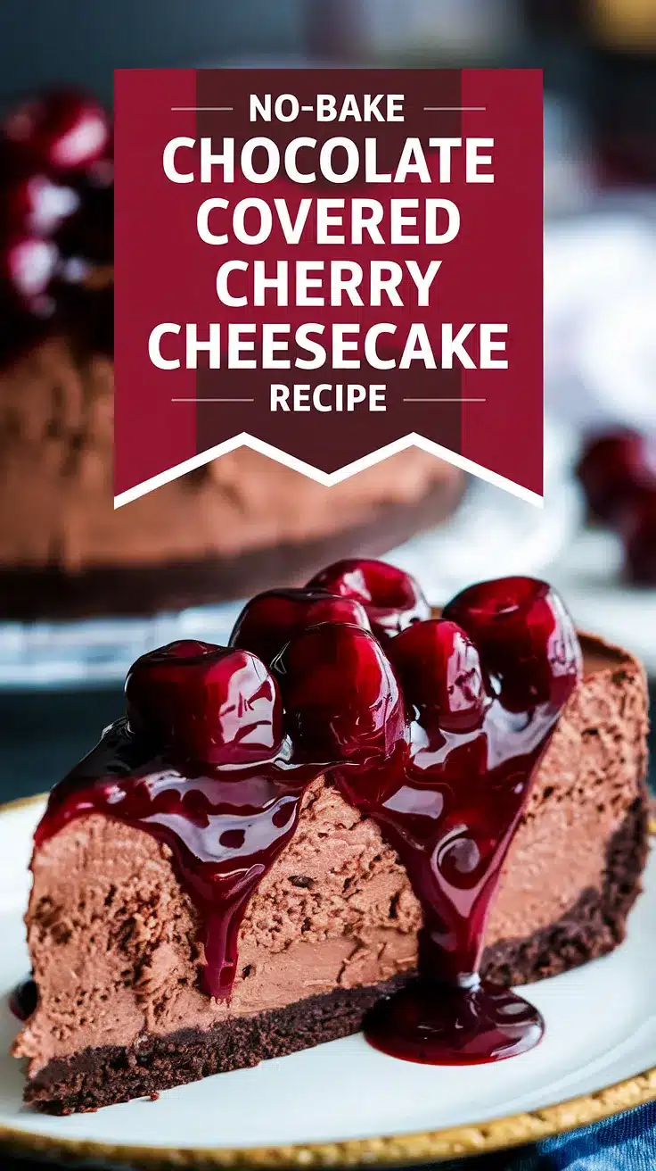 No-Bake Chocolate Covered Cherry Cheesecake